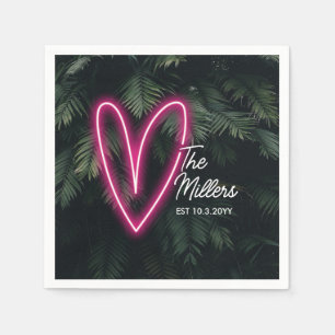 Serviette En Papier Neon Tropical Palm Modern Love Mariage