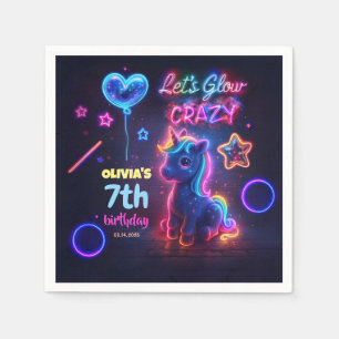 Serviette En Papier Neon Unicorn Anniversaire Fête Faisons Fou
