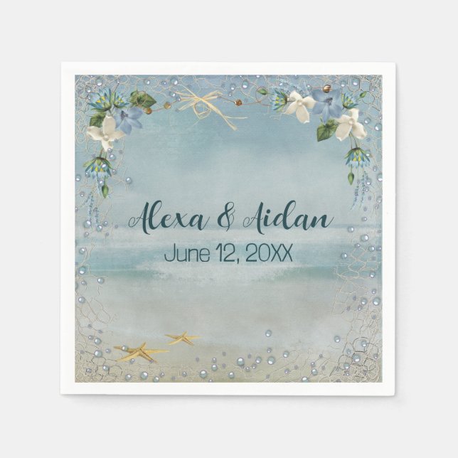 Serviette En Papier Net nautique mariage avec bulles (Devant)