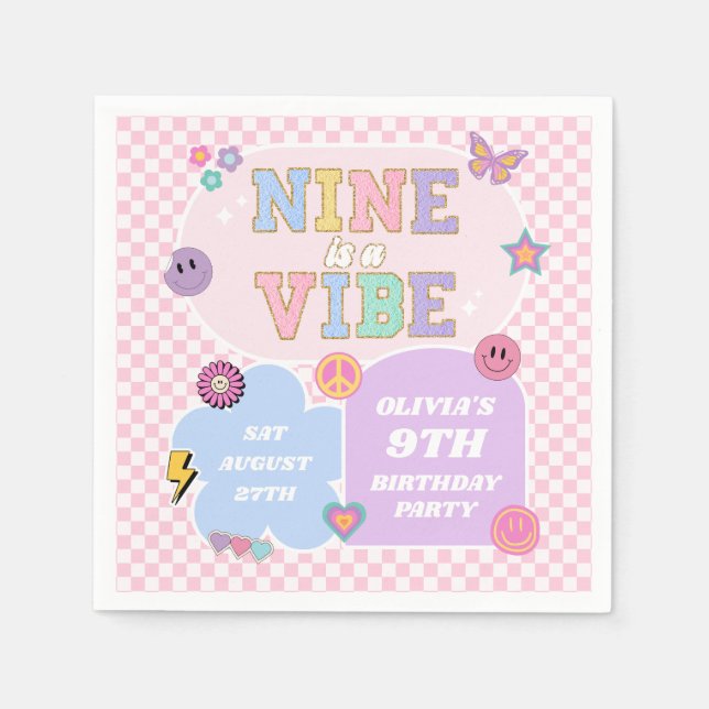 Serviette En Papier Neuf Est Un Vibe Preppy Patch 9e Anniversaire (Devant)