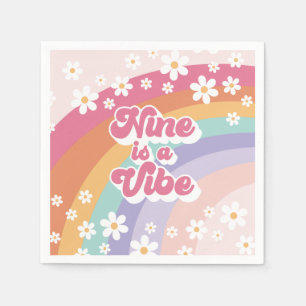 Serviette En Papier Neuf est Vibe Retro Rainbow 9e anniversaire