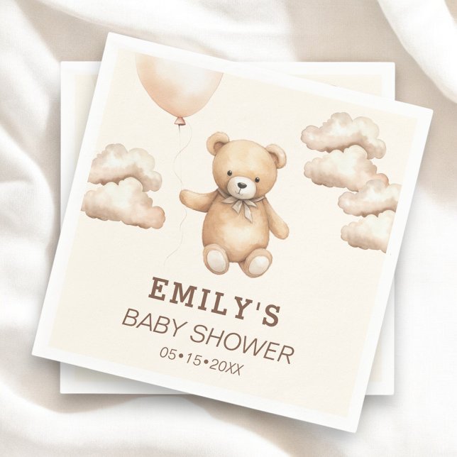 Serviette En Papier Neutral Bearly Can Wait Baby Shower  (Créateur téléchargé)