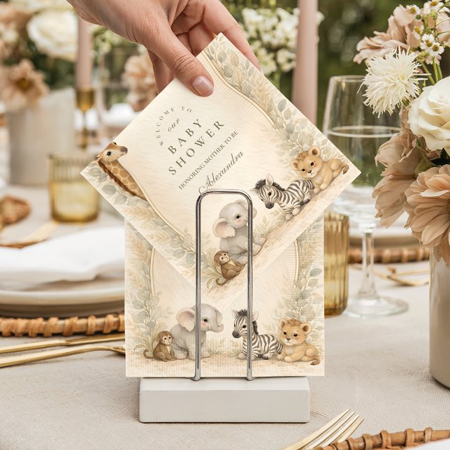 Serviette En Papier Neutral Safari Jungle Animals Baby Shower (Créateur téléchargé)