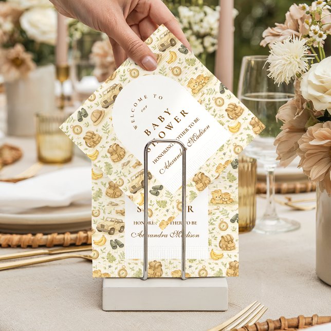 Serviette En Papier Neutral Safari Jungle Baby Shower (Créateur téléchargé)