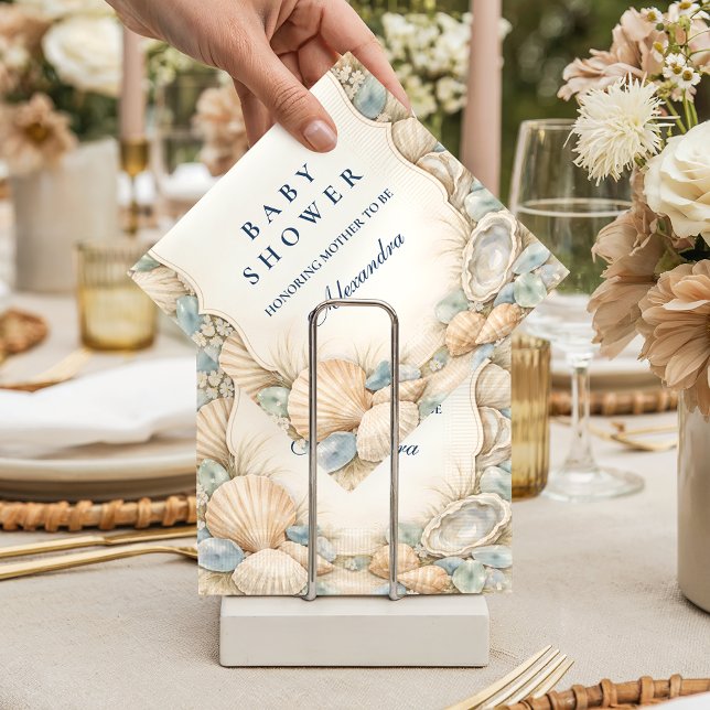 Serviette En Papier Neutral Seaside Shells Baby Shower (Créateur téléchargé)