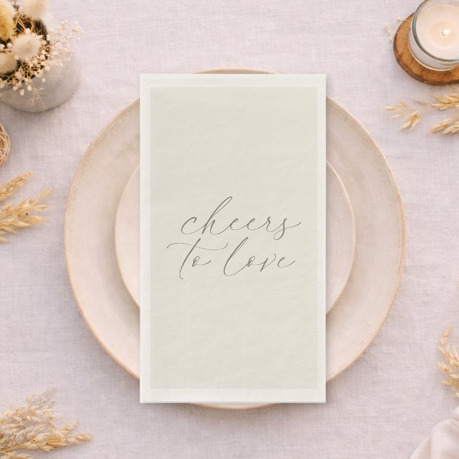 Serviette En Papier Neutral Wedding Guest Towels “Cheers to Love” (Créateur téléchargé)