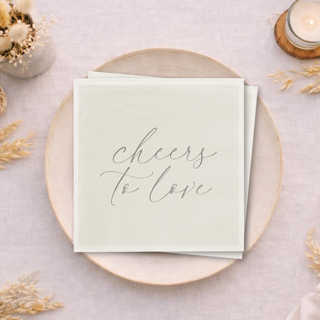 Serviette En Papier Neutral Wedding Napkins “Cheers to Love” (Créateur téléchargé)