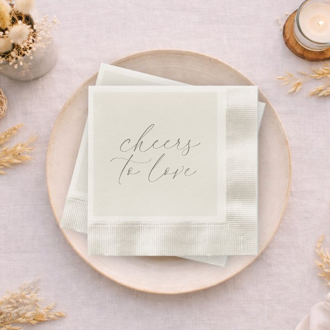 Serviette En Papier Neutral Wedding Napkins “Cheers to Love” (Créateur téléchargé)