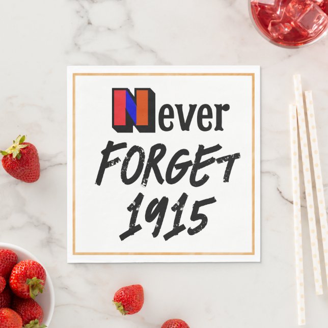 Serviette En Papier Never Forget 1915 Paper Napkin (En situation)