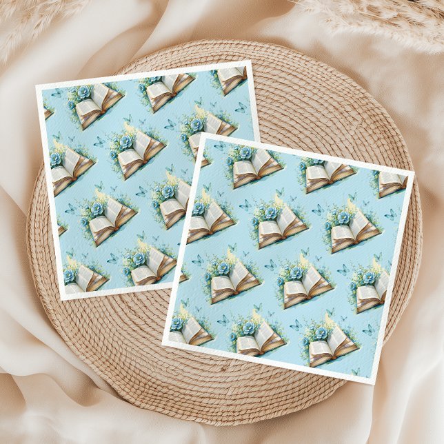 Serviette En Papier New Chapter Begin Boy Blue Brunch Book Baby Shower (Créateur téléchargé)