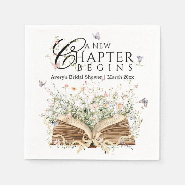 Serviette En Papier New Chapter Book Theme bridal shower (Devant)