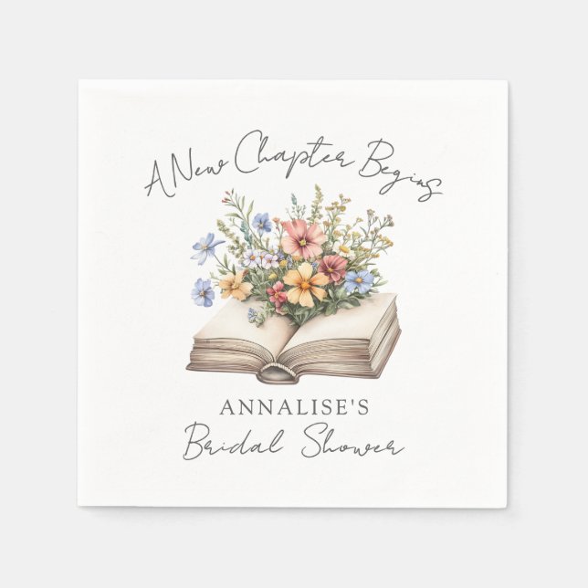 Serviette En Papier New Chapter Floral Book Bridal Shower (Devant)