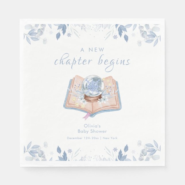 Serviette En Papier New Chapter Winter Floral Snowball Baby Shower  (Devant)