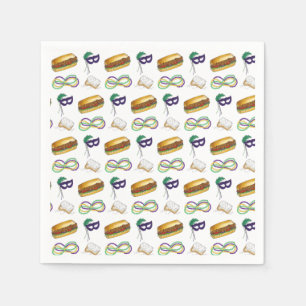 Serviette En Papier New Orleans Mardi Gras Beignet Beads Mask Po'Boy