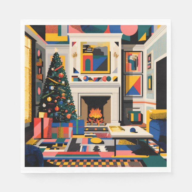 Serviette En Papier New Wave 1980s Pop Art Christmas Napkins (Devant)