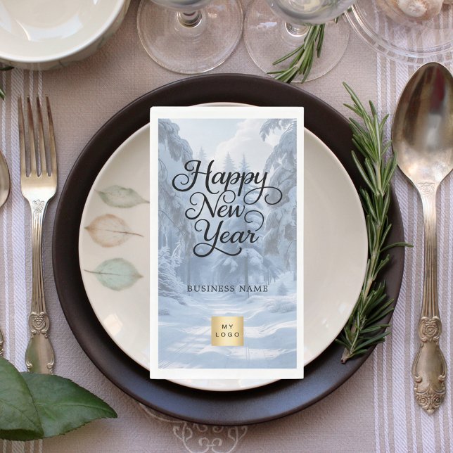 Serviette En Papier New Year winter wonderland business logo (Créateur téléchargé)