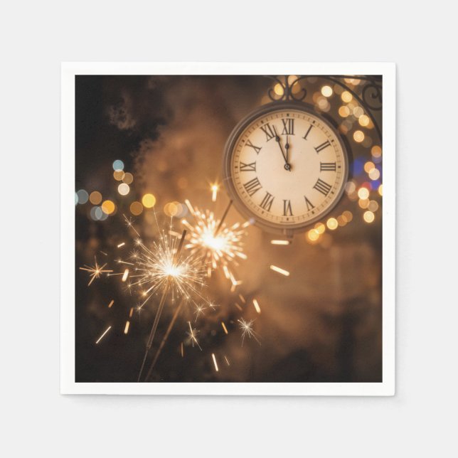 Serviette En Papier New Years Eve Countdown With Sparklers (Devant)
