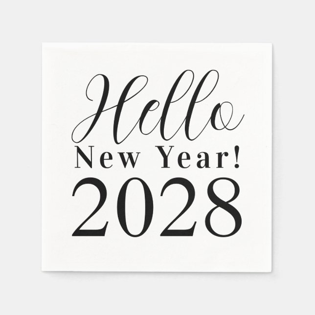 Serviette En Papier New Year's Eve Party Black and White (Devant)