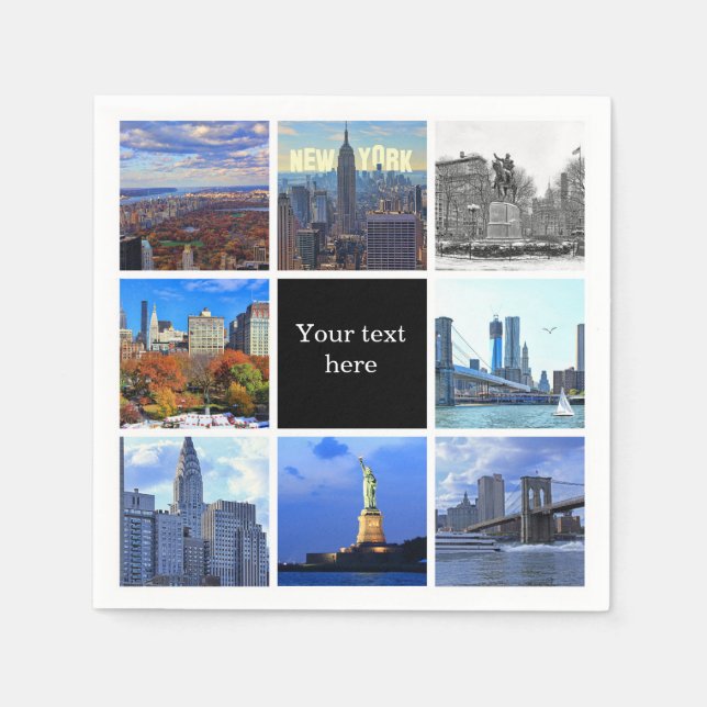Serviette En Papier New York City Skyline 8 Photo Collage (Devant)