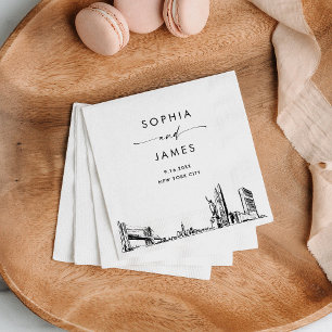 Serviette En Papier New York City Skyline Modern Mariage Cocktail