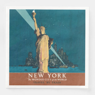 Serviette En Papier New York City Vintage voyage Liberty Skyline