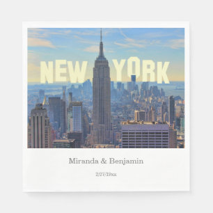 Serviette En Papier New York Skyline Empire State Building World Trade