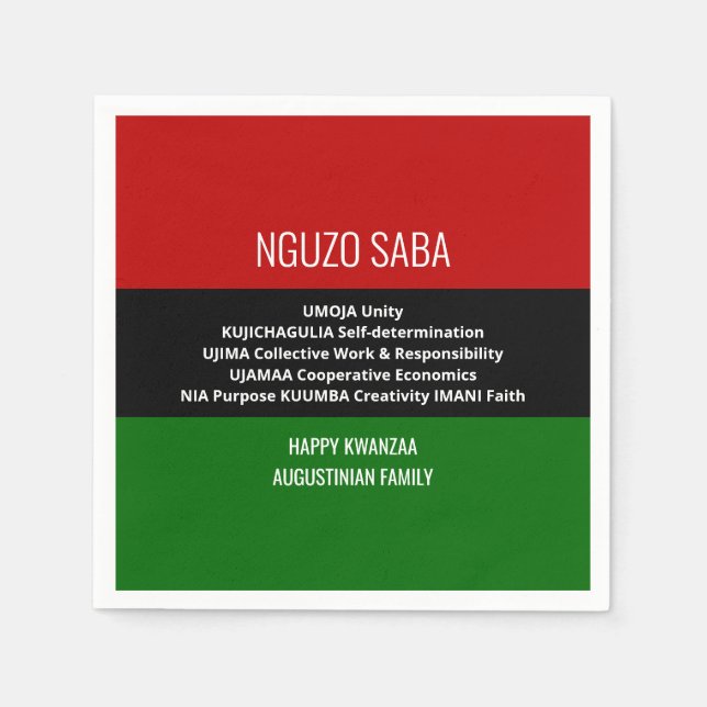 Serviette En Papier NGUZO SABA Happy Kwanzaa personnalisé (Devant)