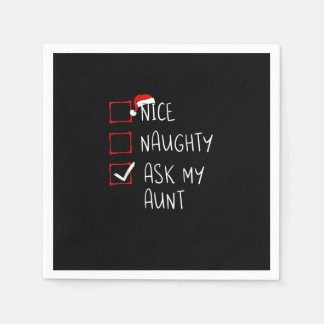 Serviette En Papier Nice Naughty Ask My Aunt Christmas List Xmas  