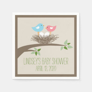 Serviette En Papier Nid d'oiseau   Baby shower jumeaux