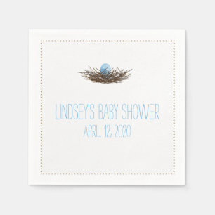 Serviette En Papier Nid d'oiseaux d'aquarelle   Baby shower garçon