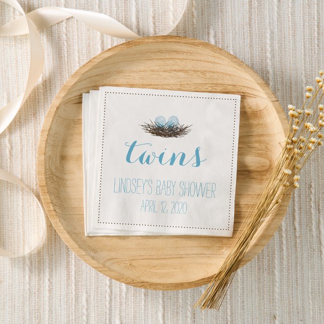 Serviette En Papier Nid d'oiseaux d'aquarelle | Twis Baby Boys Douche (Créateur téléchargé)