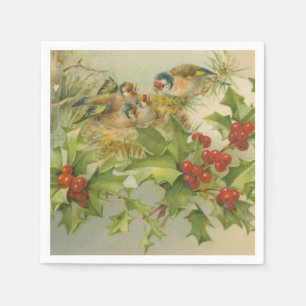 Serviette En Papier Nid d'oiseaux de Noël Vintage