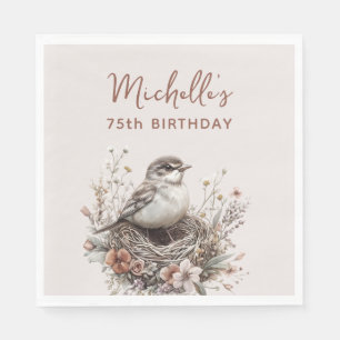 Serviette En Papier Nid d'oiseaux Terracotta rose 75e anniversaire