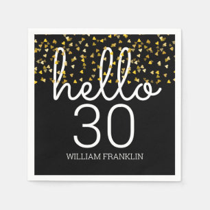 Serviette En Papier N'importe quel Age Gold Coeurs Bonjour Anniversair