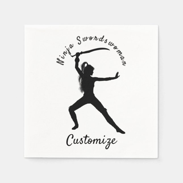Serviette En Papier Ninja Swordswoman Silhouette Thunder_Cove (Devant)