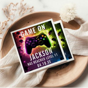 Serviette En Papier Niveau supérieur ! Jeu vidéo Neon fête d'anniversa