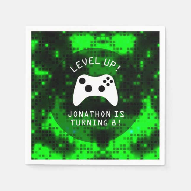 Serviette En Papier Niveau Up Vidéo Jeu Camion Fête d'anniversaire (Devant)