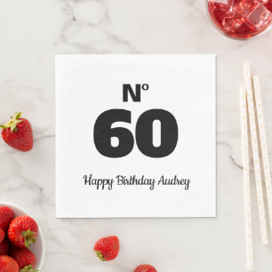 Serviette En Papier No 60 ou tout âge Anniversaire personnalisé