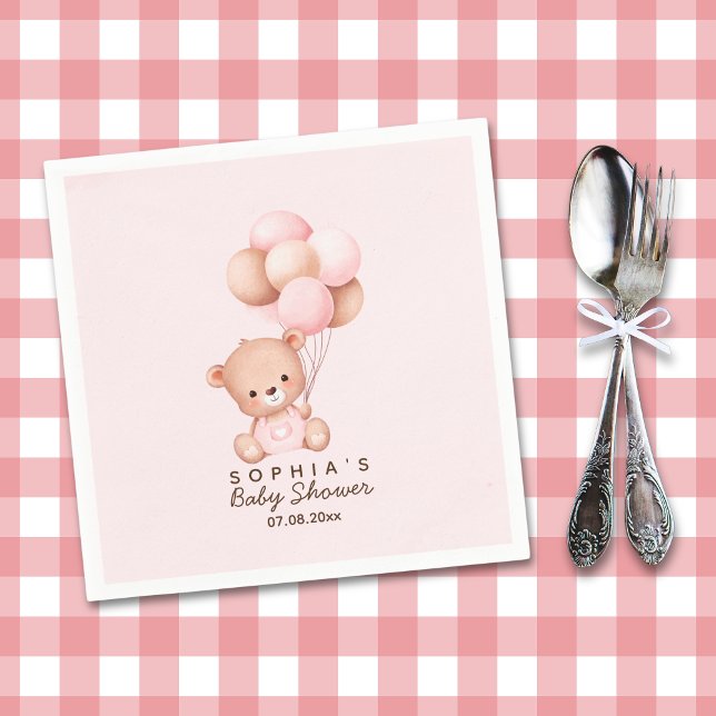 Serviette En Papier No podemos esperar mas Lindo oso Rosa Baby shower (Créateur téléchargé)