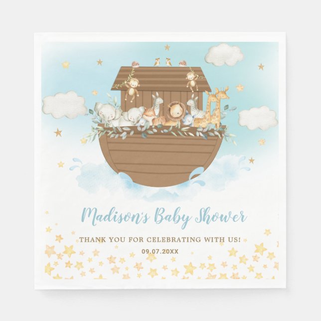 Serviette En Papier Noah's Ark Cute Animaux Baby shower Garçon Sprinkl (Devant)