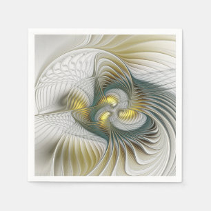 Serviette En Papier Nobly Golden Turquoise Imaginaire Fractal Art