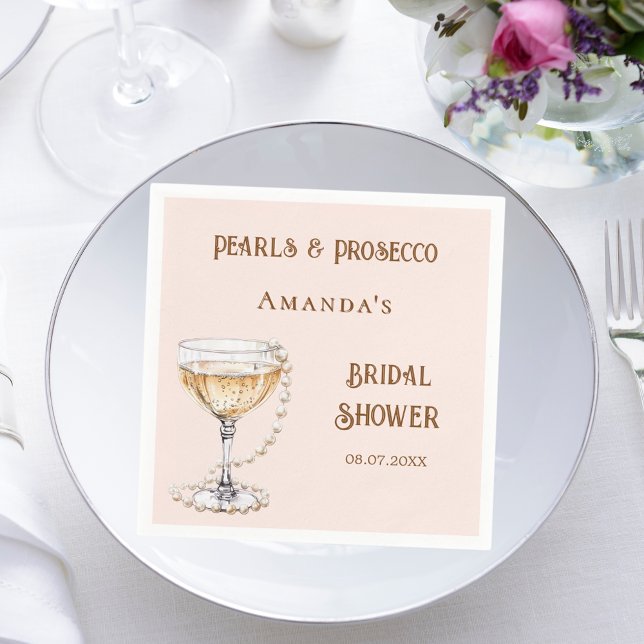 Serviette En Papier Noce de rêve perles roses prosecco (Créateur téléchargé)