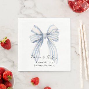 Serviette En Papier Noces à ruban rayé bleu blanc