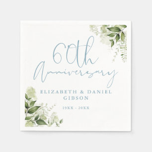 Serviette En Papier Noces de diamant végétation florale 60 ans de mari