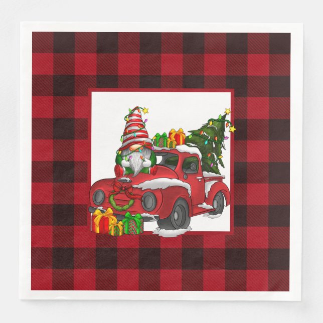 Serviette En Papier Noël à carreaux rouges de Buffalo (Devant)