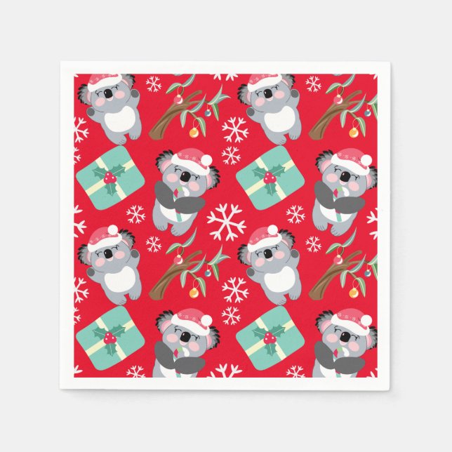 Serviette En Papier Noël à Cute Koala (Devant)
