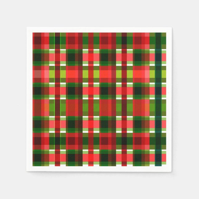 Serviette En Papier Noël À damiers Carrés Buffalo Plaid (Devant)