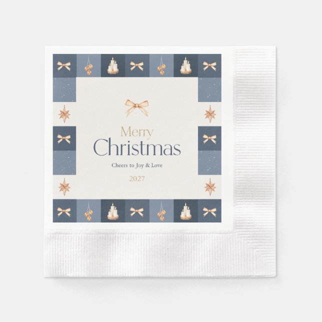 Serviette En Papier Noël À damiers papier Napkin (Devant)