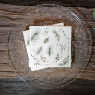 Serviette En Papier Noël À feuillage persistant Pine Trees Woods Cabin