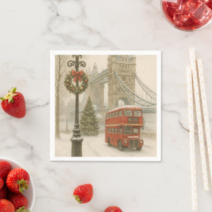 Serviette En Papier Noël à Londres Cadeau pour Voyageur Fêtes de fin